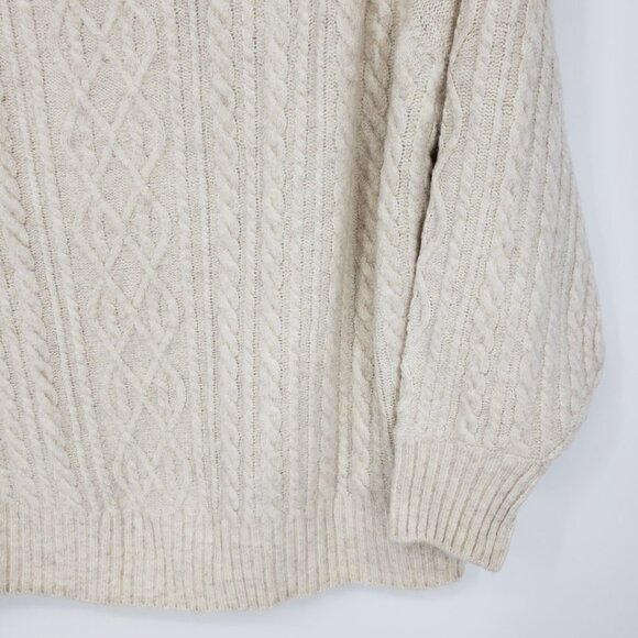 H&M Off Shoulder Cable Knit Sweater M Womens Cream - Picture 6 of 10